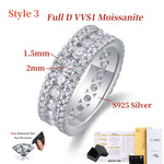 Silver ring with Moissanite stones and S925 silver marking, labeled 'Style 3 Full D VVS1 Moissanite'.