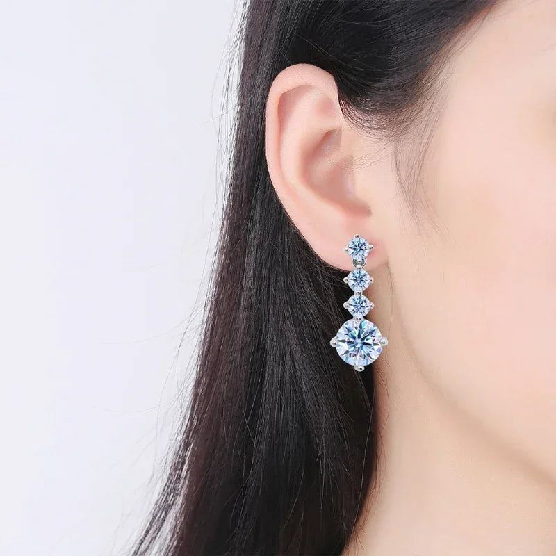 2.6ct Moissanite Drop Earrings in Sterling Silver