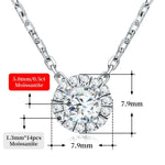 Diamond necklace with measurements on a white background