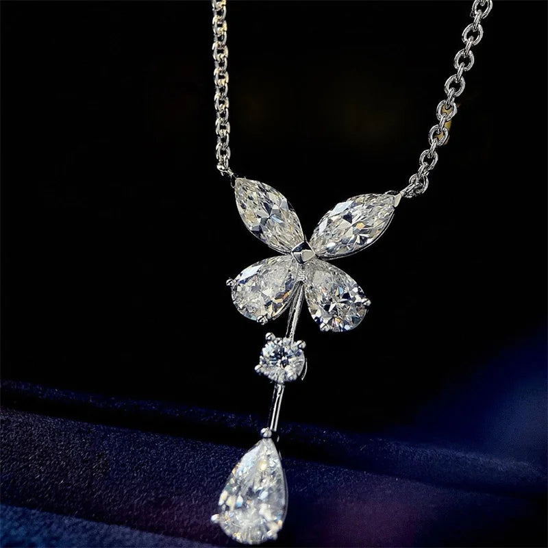Designer Fashion 925 Sterling Silver Jewelry 3A Cubic Zirconia Party Necklace