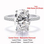 Diamond ring with labeled center stone, side stones, and carat size on a white background