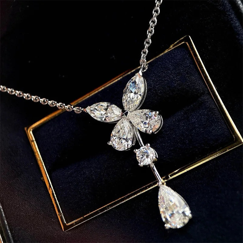Designer Fashion 925 Sterling Silver Jewelry 3A Cubic Zirconia Party Necklace