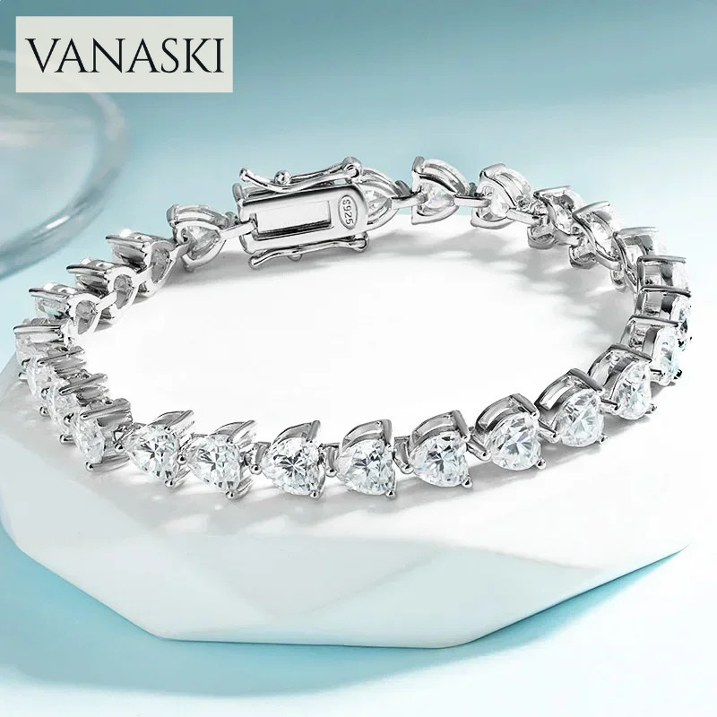Elegant Heart Zircon Silver Bracelet for Women Gift Jewelry