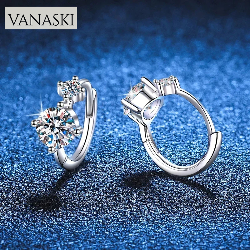 18K Gold Plated  Moissanite Hoop Earrings