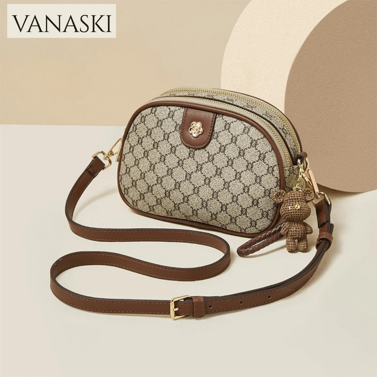Women Small Shoulder Bag Fashion Monogram PVC Lady Crossbody Handbag with Adjustable Strap