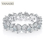Silver ring with butterfly designs and diamonds on a white background, featuring the Vanaski brand.