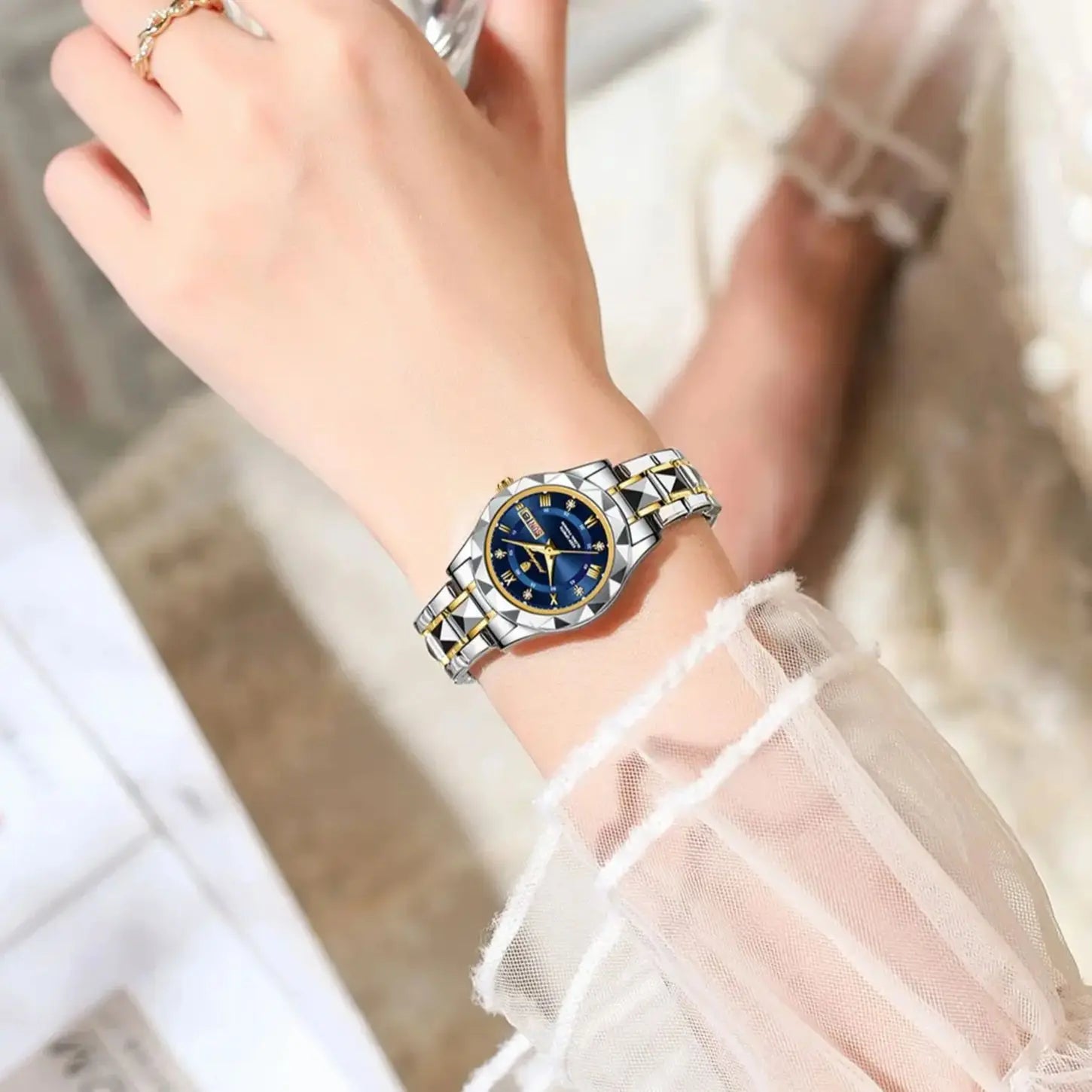 POEDAGAR Fashion Ladies Wristwatch Week Date Luminous Waterproof Woman Watch Stainless Steel Luxury Women's Quartz Watches reloj