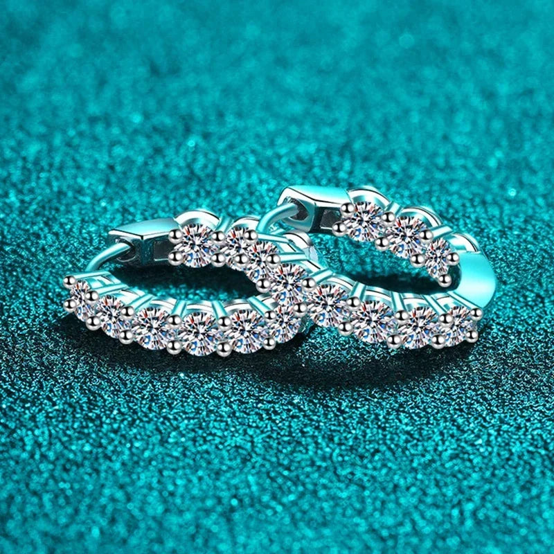NeeTim 3mm D Color Moissanite Hoop Earring 925 Sterling Silver Plated with Gold Plated Earrings for Women Party Wedding Jewelry