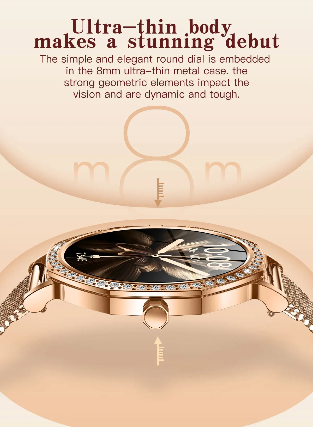 Luxury Women's Smartwatches Diamond Dial Fashion Smart Watch Heart Rate Monitor Sleep Tracking IP67 Waterproof For Android & IOS Vanaski