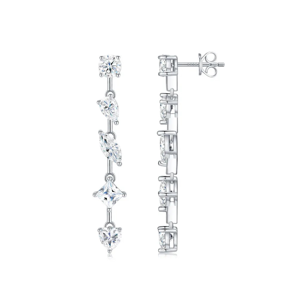 NKHOG Full Moissanite Drop Earrings For Women 925 Sterling Silver Trendy Round/Pear Diamond Ear Stud Party Gift Fine Jewelry GRA