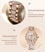 OLEVS Original Diamond Watch for Women Fashion Elegant Stainless Steel Waterproof Quartz Wristwatch Luxury Ladies Dress Watches Vanaski