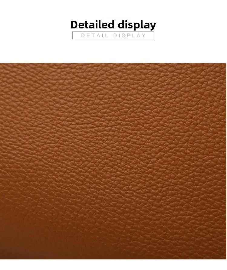 Close-up of brown leather texture with 'Detailed display' text.
