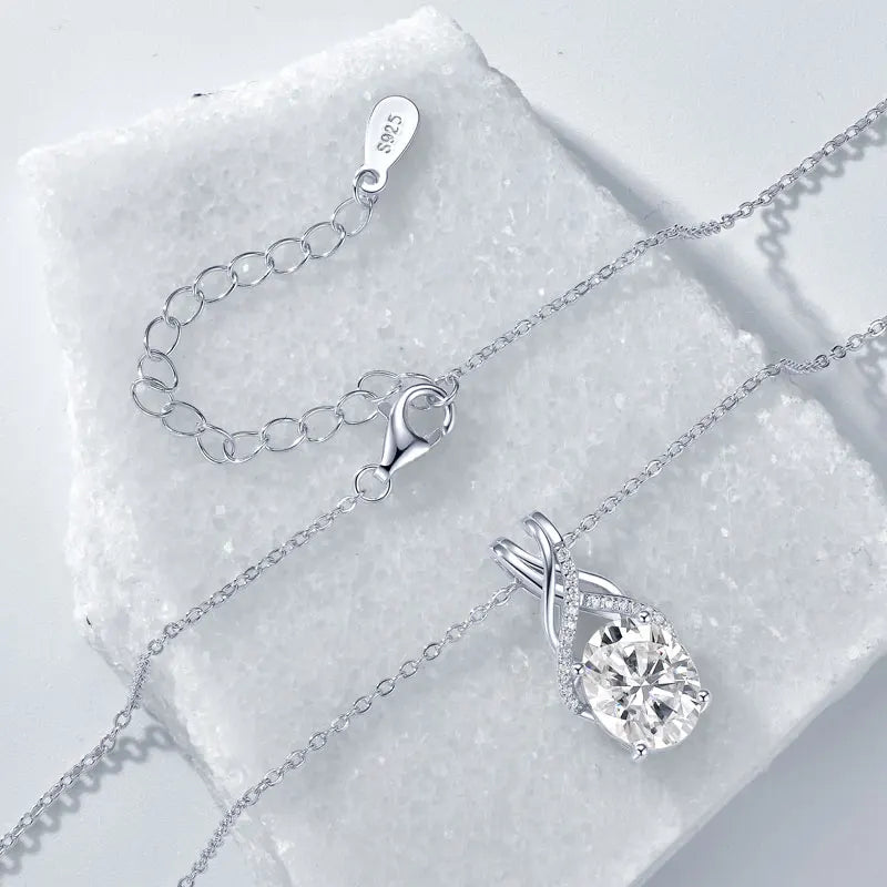 3CT Oval Cut Moissanite Pendant Necklace for Women S925 Sterling Silver Chain Certified Wedding Fine Jewelry Gift Vanaski