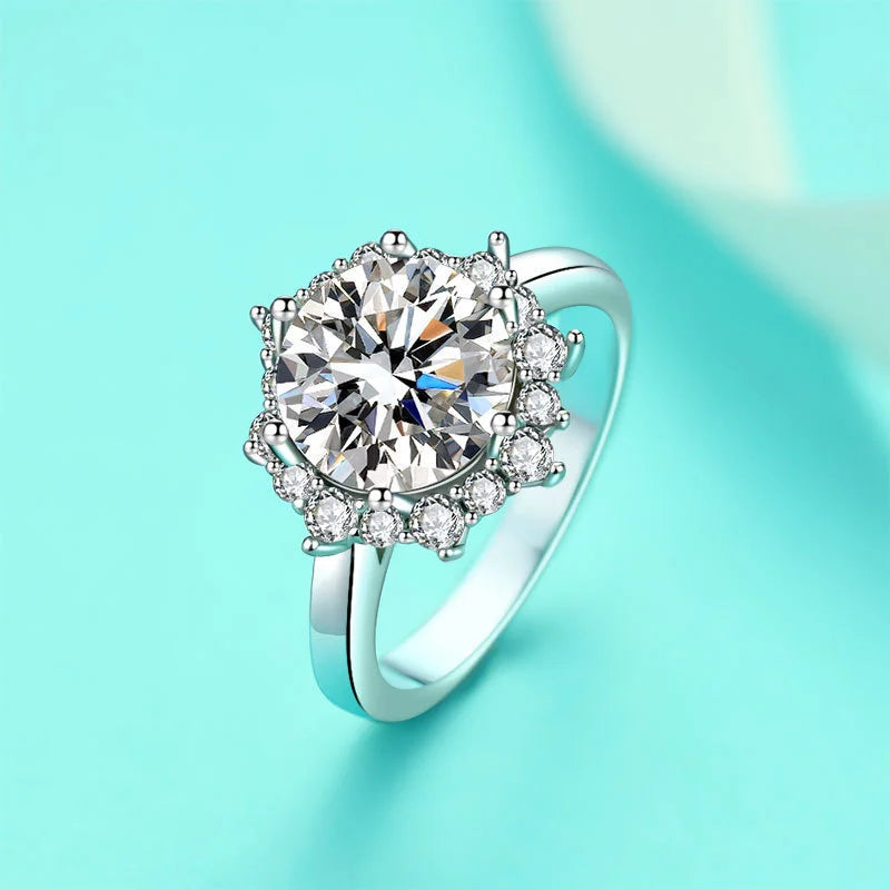 Diamond ring on a light blue background