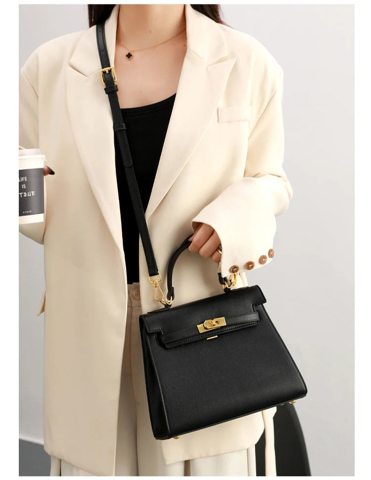 Popular Classic Elegant Leather Tote Bag By Luxury Brand Women Messenger Bag Handbags For Ladies Spacious Design