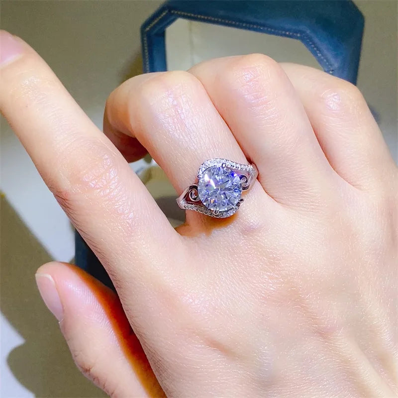 NKHOG 3CT Moissanite VVS1 Ring Women S925 Silver Plated 18K Gold Sparkling Test Pass Diamond Wedding Rings Fine Jewelry Gift GRA