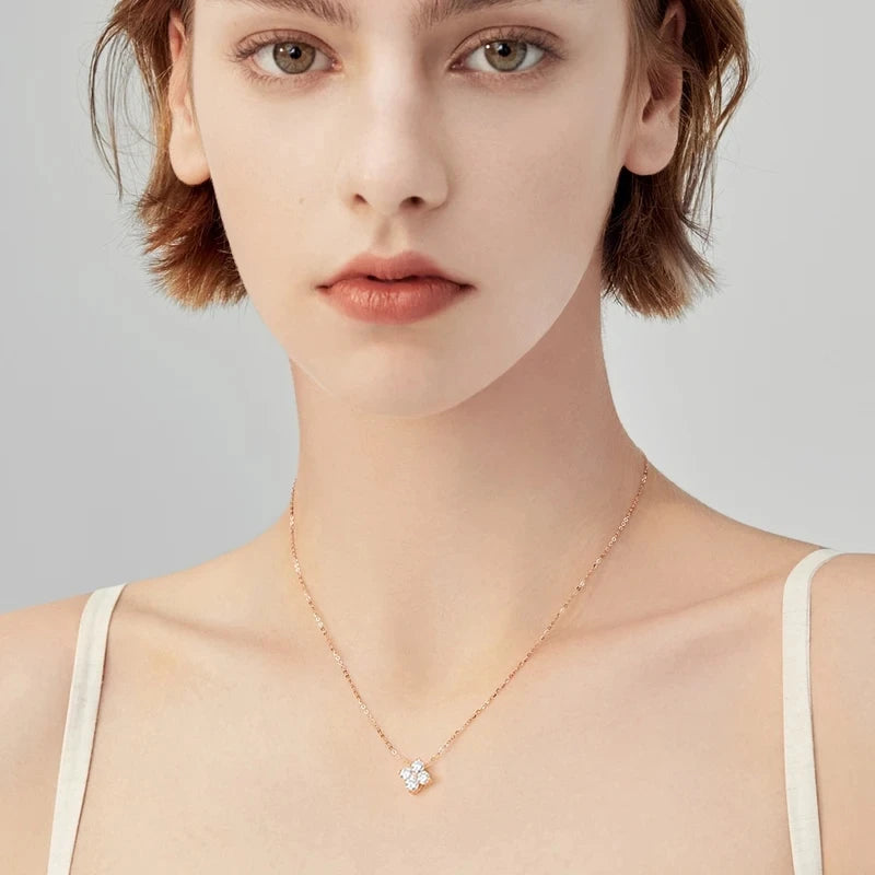 NKHOG Real 0.4ct Moissanite Clove Necklace Pendant For Women 925 Sterling Silver Plated 18K Gold Party GRA Tested Fine Jewelry