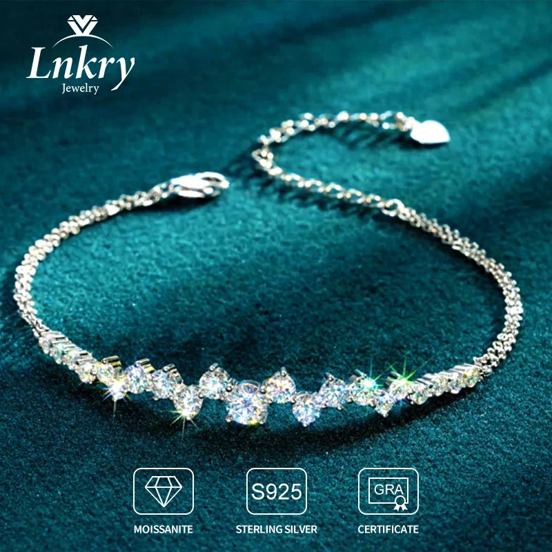 Lnkry 5mm&3.5mm&2.5mm Moissanite Bracelet 925 Certified Original Silver Adjustable Chain Bracelets for Women Minimalist Jewelry