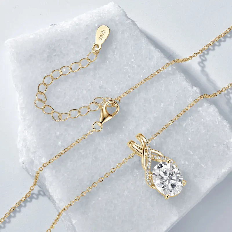 3CT Oval Cut Moissanite Pendant Necklace for Women S925 Sterling Silver Chain Certified Wedding Fine Jewelry Gift Vanaski