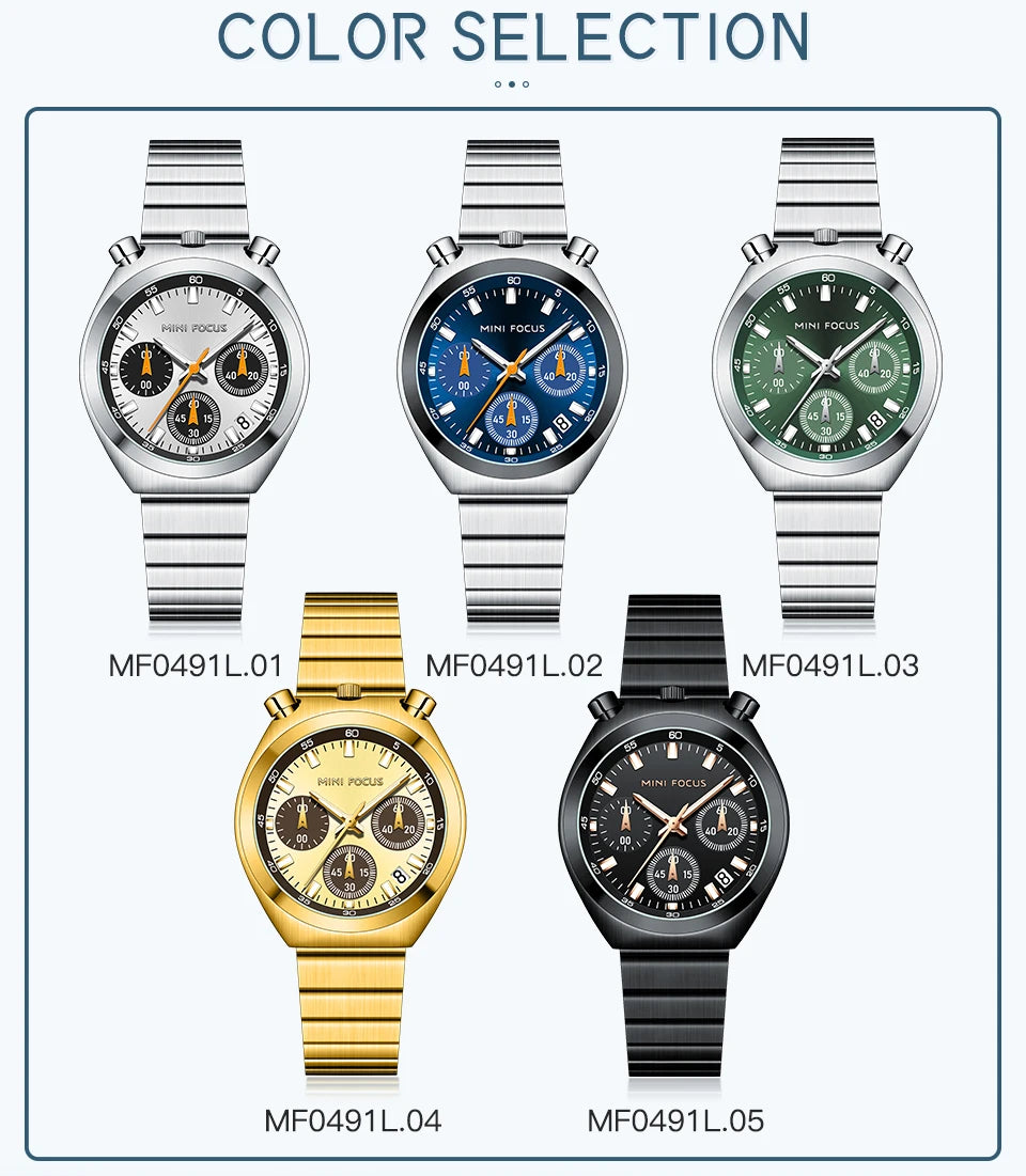 Collection of watches with different colored faces and metallic bands on a white background.