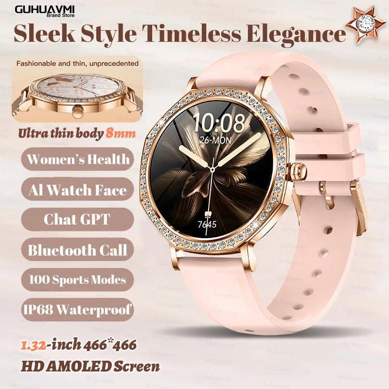 Luxury Women's Smartwatches Diamond Dial Fashion Smart Watch Heart Rate Monitor Sleep Tracking IP67 Waterproof For Android & IOS Vanaski