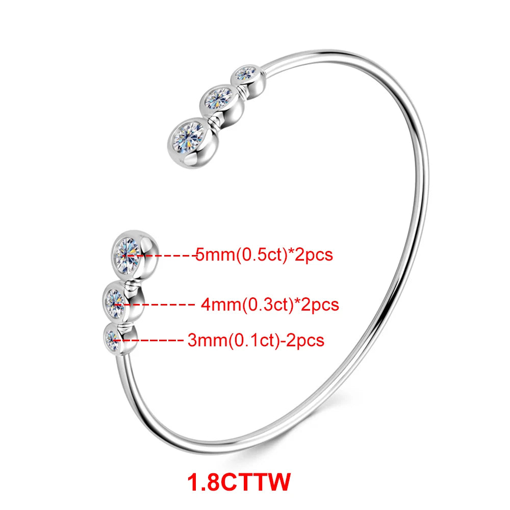 Silver bracelet with diamond beads on a white background