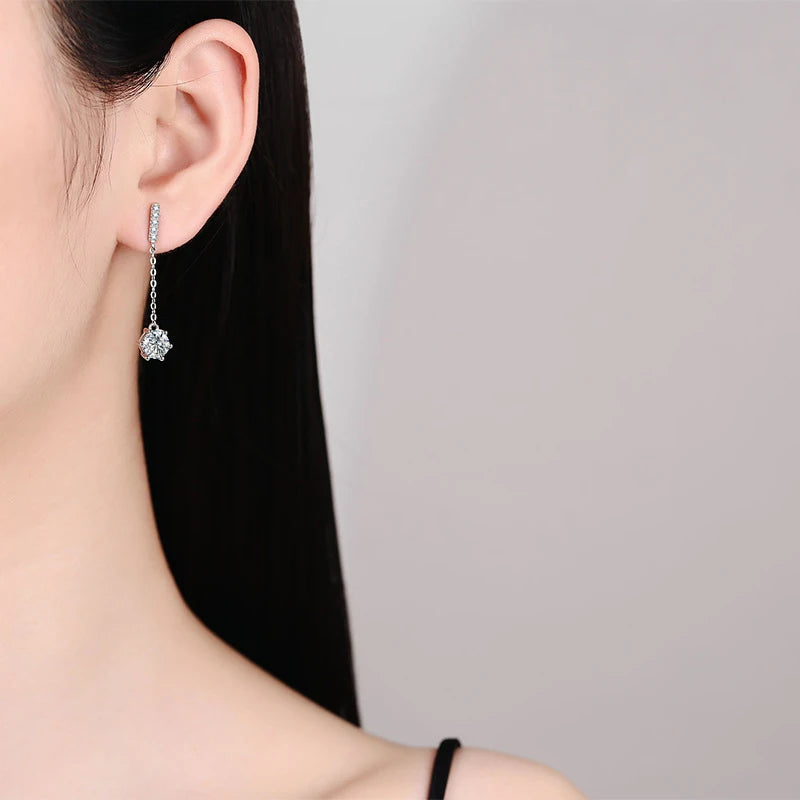 NeeTim 1ct Moissanite Studs Drop Earrings for Women Lab Diamond 925 Sterling Silver Women's Earring Wedding Party Stud Earring
