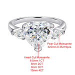 Heart Cut Moissanite Engagement Ring 1-4CT Three Stone Diamond Women's Wedding Band S925 Silver Prong Setting Classic White Gold Vanaski