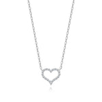 Heart-shaped necklace with diamonds on a white background