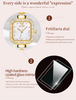 OLEVS 9987 Women's Watch Square Dial Waterproof Quartz Watch For Women Luxury Original Elegant Ladies Wristwatch Steel Strap Vanaski