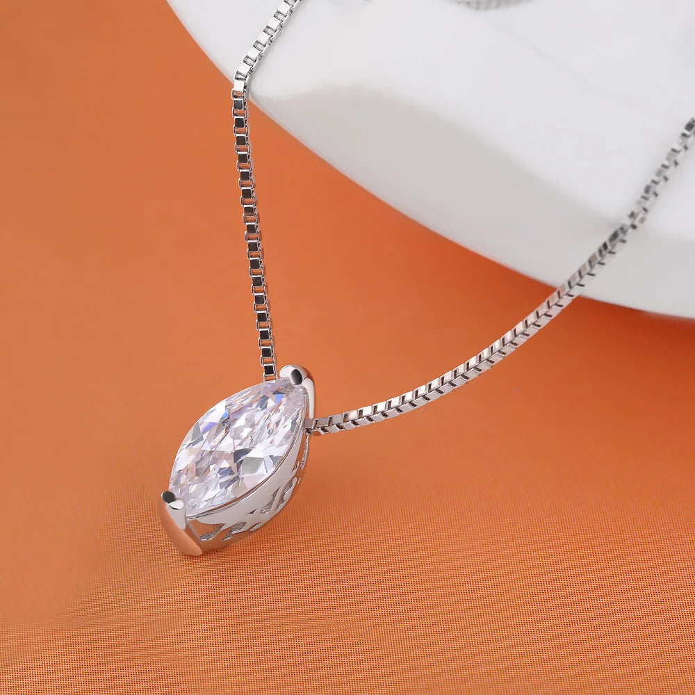 Moissanite Necklaces Women 925 Silver Diamond Box Chain Necklace Wedding Pass Test Fine Jewelry GRA Certified