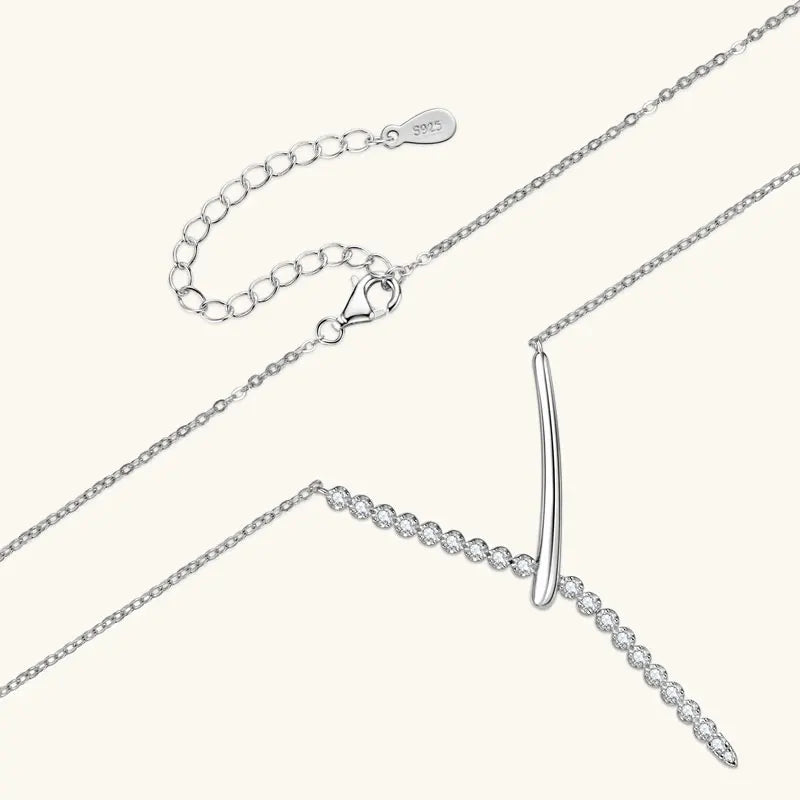 Round Moissanite Y-Shaped Pendant Necklace 925 Sterling Silver for Women