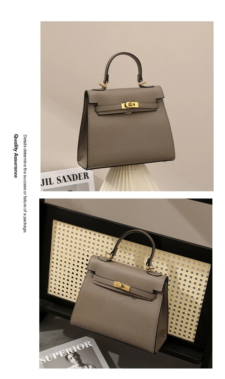 Brown handbag with gold hardware on a neutral background, featuring Jil Sander branding.