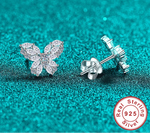 18K White Gold Plated Moissanite Butterfly Stud Earrings D Color VVS1 Lab Diamond Sterling Silver Ear Jewelry for Women Vanaski
