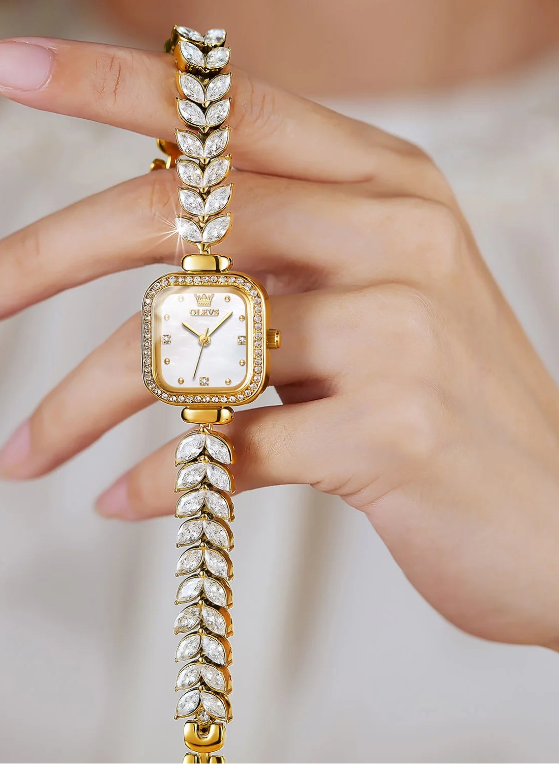 OLEVS 9987 Women's Watch Square Dial Waterproof Quartz Watch For Women Luxury Original Elegant Ladies Wristwatch Steel Strap Vanaski