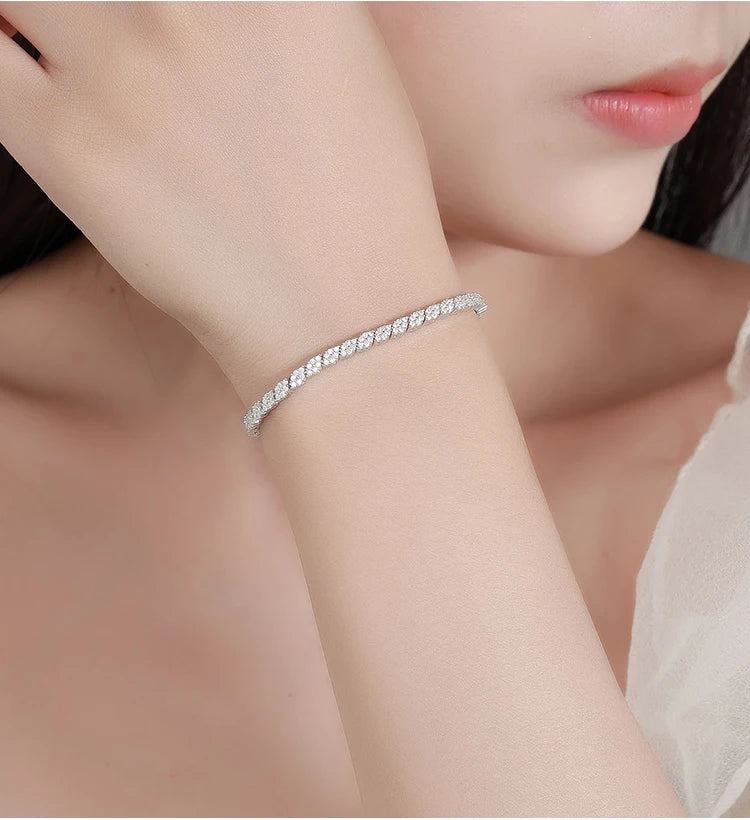 NKHOG Full Moissanite Tennis Bracelets S925 Silver Sparkling Diamond Women Men Party Wedding Bangles Jewelry Gifts GRA Certified