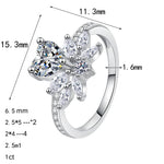 1CT Heart Cut Moissanite Ring D Color Lab Diamond 18K White Gold 925 Silver