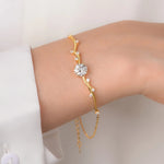 COSYA 2CT 8MM Moissanite Diamond Flower Bracelet 925 Silver Plated 18K Gold Bangle Sparkling Wedding Jewelry Gift for Women Vanaski