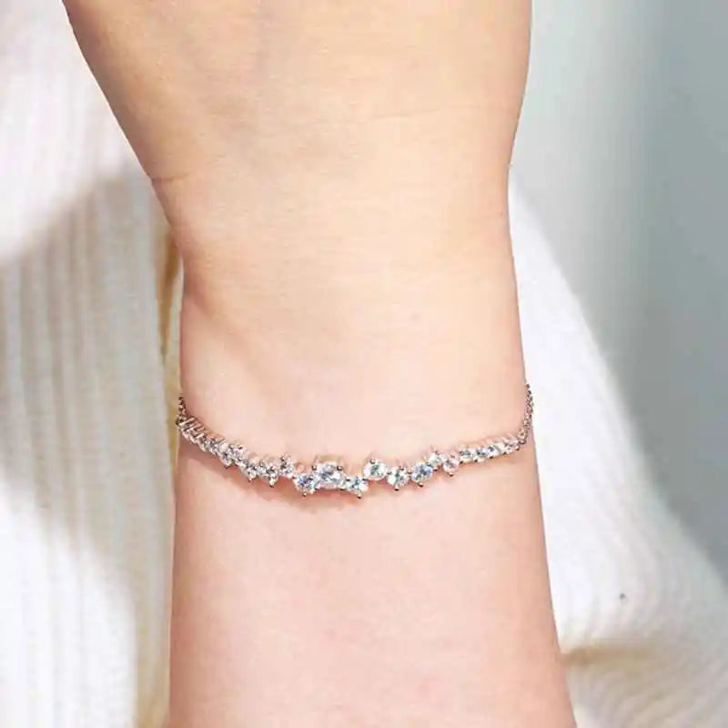 Lnkry 5mm&3.5mm&2.5mm Moissanite Bracelet 925 Certified Original Silver Adjustable Chain Bracelets for Women Minimalist Jewelry