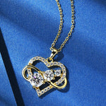 Gold necklace with a heart-shaped pendant on a blue background