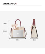 Measurement chart of a handbag with dimensions labeled