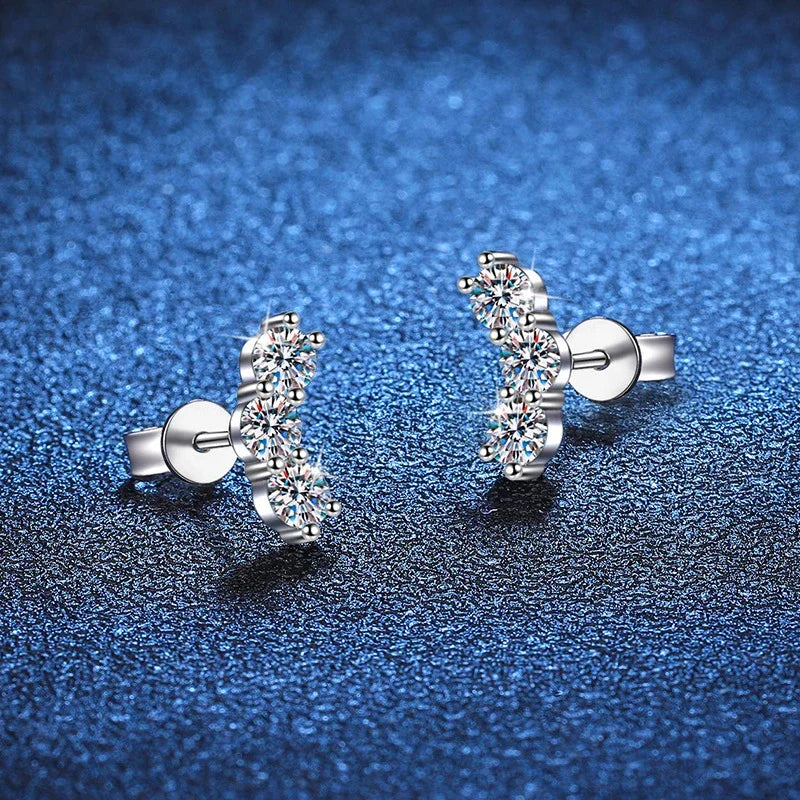 NeeTim Full 3.5mm Moissanite Earrings for Women S925 Sterling Silver Sparkling with White Gold Plated Ear Studs Jewely with GRA