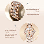 OLEVS Original Diamond Watch for Women Fashion Elegant Stainless Steel Waterproof Quartz Wristwatch Luxury Ladies Dress Watches Vanaski