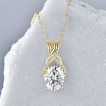 3CT Oval Cut Moissanite Pendant Necklace for Women S925 Sterling Silver Chain Certified Wedding Fine Jewelry Gift Vanaski