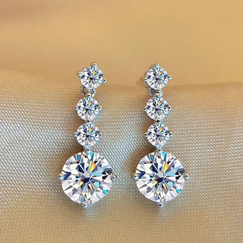 NKHOG S925 Silver Moissanite Drop Earrings For Women 2.6 Carat D Color VVS1 Moissanite Diamond Engagement Wedding Jewelry Gift
