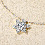 Diamond necklace on a beige textured background