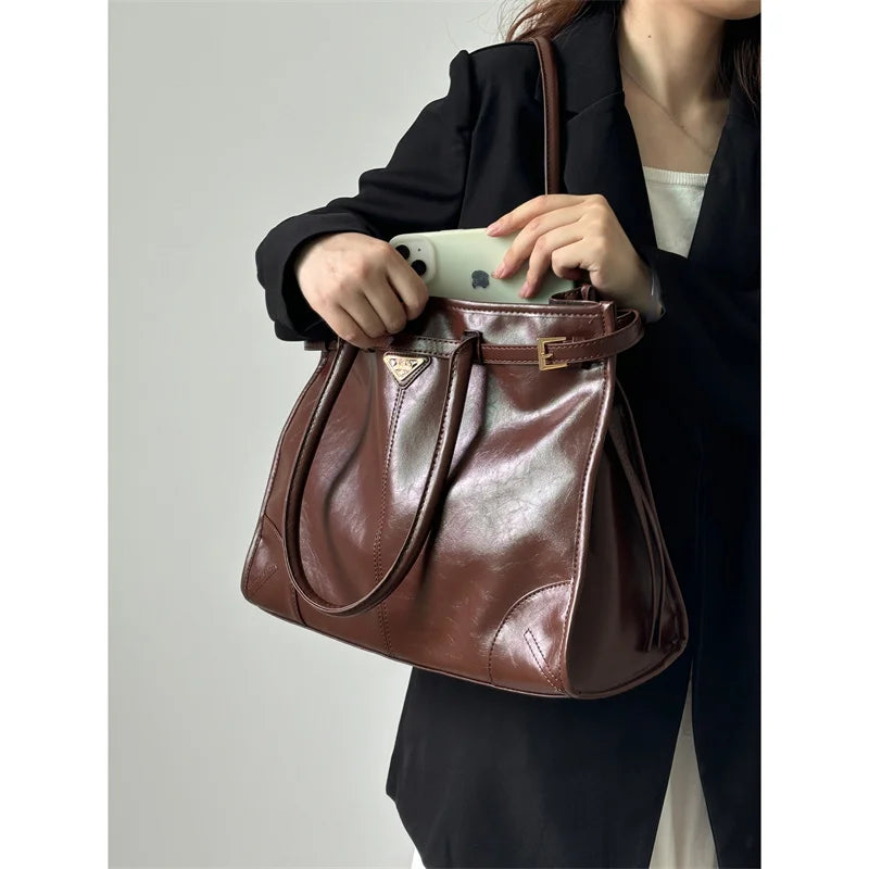 Women's Large Capaci Tote Bag Underarm Bag Commuter Single oulder Bag Casual Simple Sle Artificial Leather Handbag