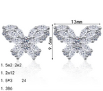 18K White Gold Plated Moissanite Butterfly Stud Earrings D Color VVS1 Lab Diamond Sterling Silver Ear Jewelry for Women Vanaski