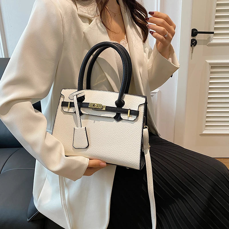 Elegant Ladies Messenger Bag - Genuine Leather Shoulder Bag With Gold Hardware & Timeless Luxury Brand Style