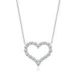 Heart-shaped diamond necklace on a white background